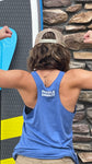 blue heather racerback tank top - models wearing size M